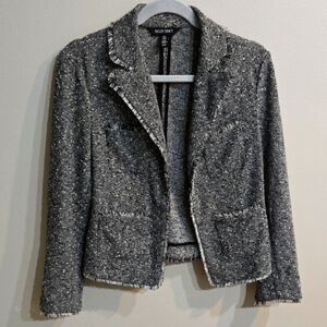 Ellen Tracy Gray Cropped Tweed Blazer Size Small  79%polyester